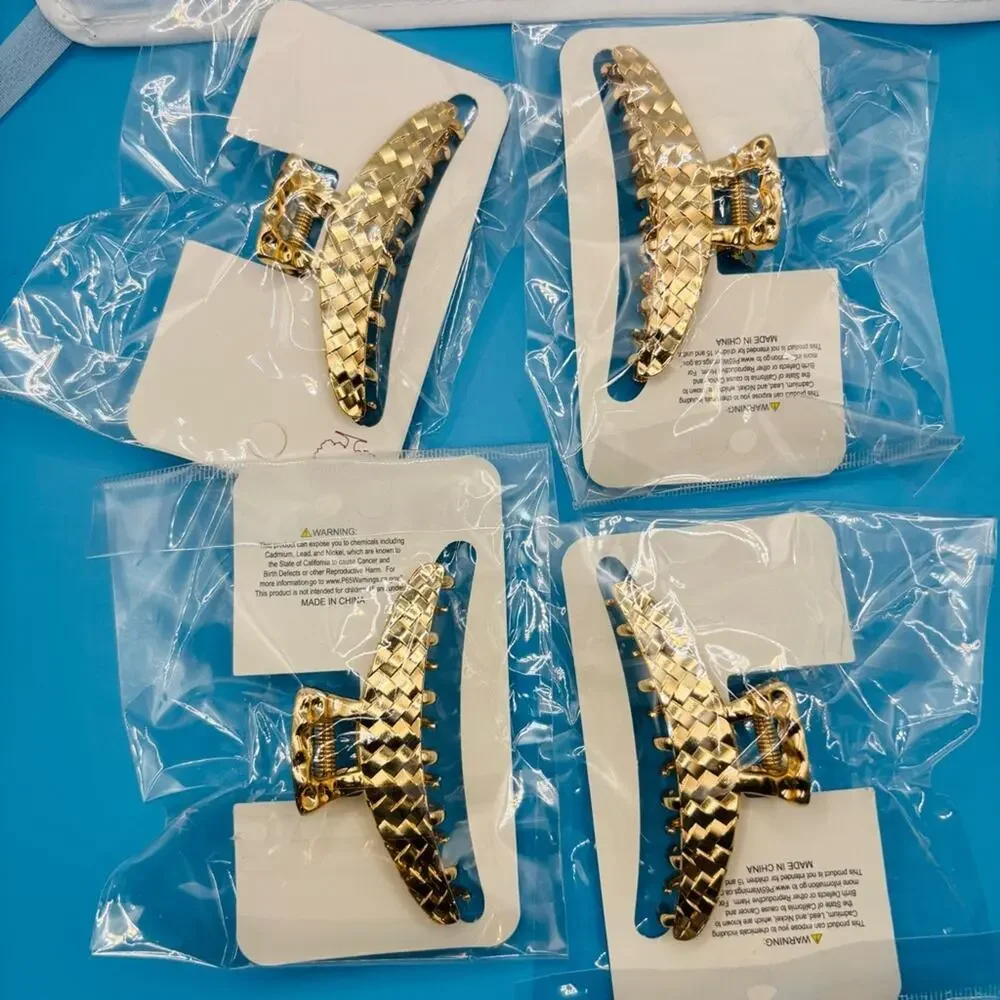 Set of 4 Metal Gold Tone Hair Claw Clips